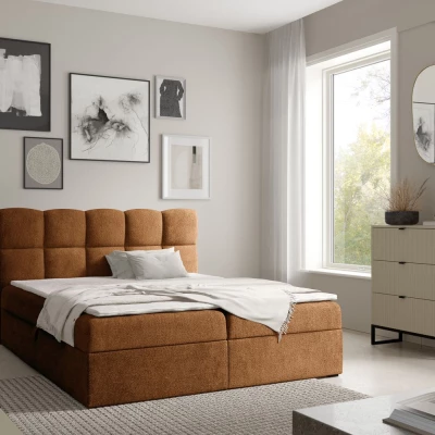 Kontinentální postel 120x200 KLONDIKE - hnědá + topper