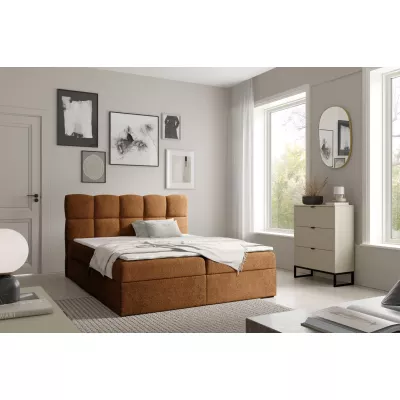 Kontinentální postel 120x200 KLONDIKE - hnědá + topper