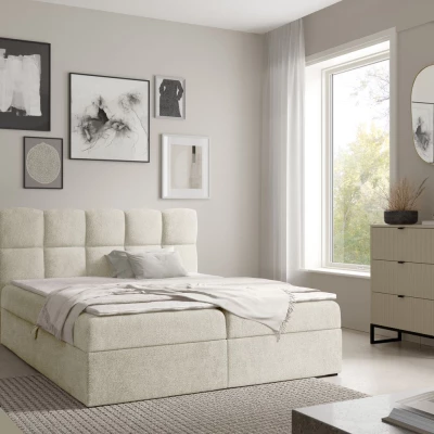 Kontinentální postel 120x200 KLONDIKE - smetanová + topper