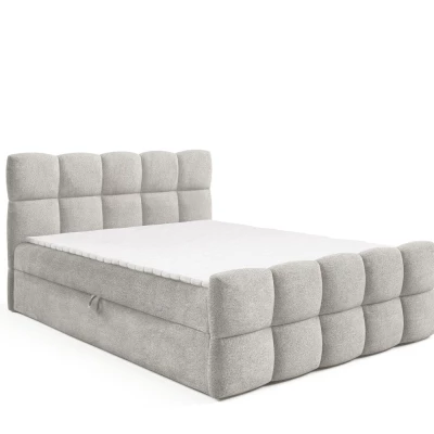 Kontinentální postel 200x200 ISEMBARD - platinově šedá + topper