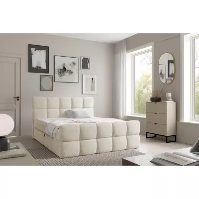 Kontinentální postel 200x200 ISEMBARD - smetanová + topper