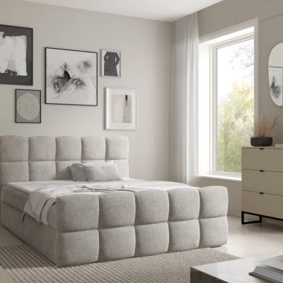 Kontinentální postel 180x200 ISEMBARD - platinově šedá + topper