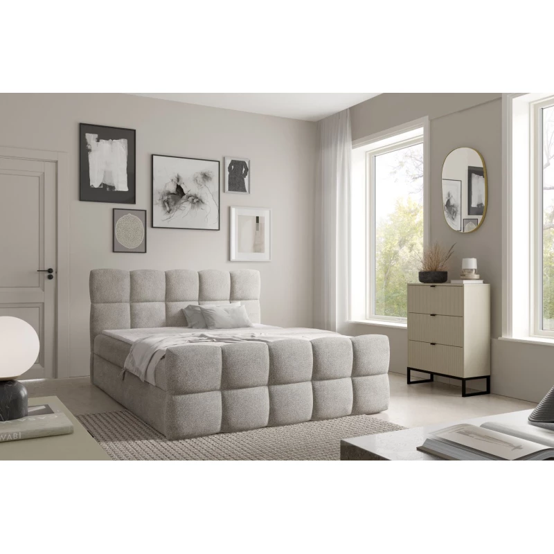 Kontinentální postel 180x200 ISEMBARD - platinově šedá + topper