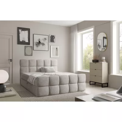 Kontinentální postel 180x200 ISEMBARD - platinově šedá + topper