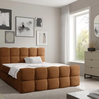 Kontinentální postel 180x200 ISEMBARD - hnědá + topper