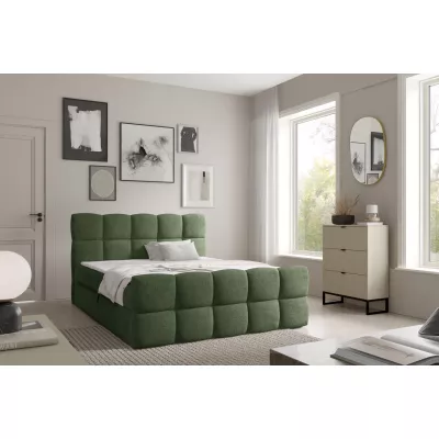 Kontinentální postel 160x200 ISEMBARD - láhvově zelená + topper