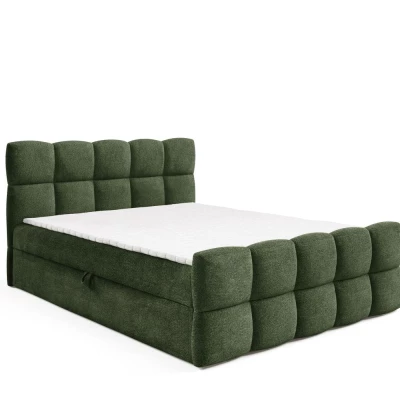 Kontinentální postel 160x200 ISEMBARD - láhvově zelená + topper