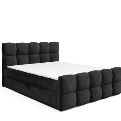 Kontinentální postel 140x200 ISEMBARD - černá + topper