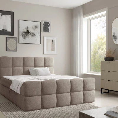 Kontinentální postel 140x200 ISEMBARD - šedá + topper