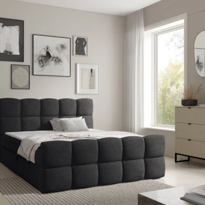 Kontinentální postel 120x200 ISEMBARD - černá + topper