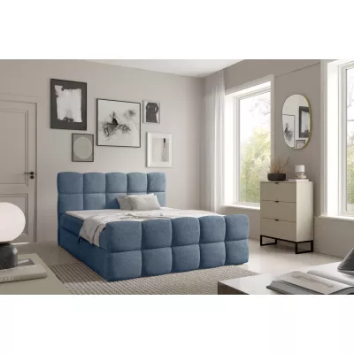 Kontinentální postel 120x200 ISEMBARD - modrá + topper