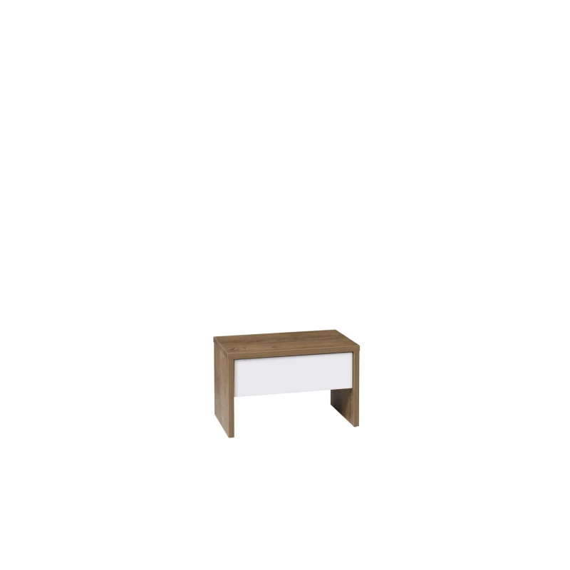 Noční stolek ISANTI - dub bordeaux / lesklý bílý