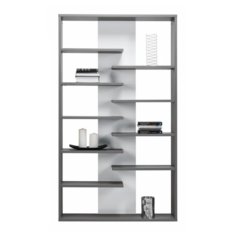 Vysoký regál MANKATO - šedý / lesklý bílý