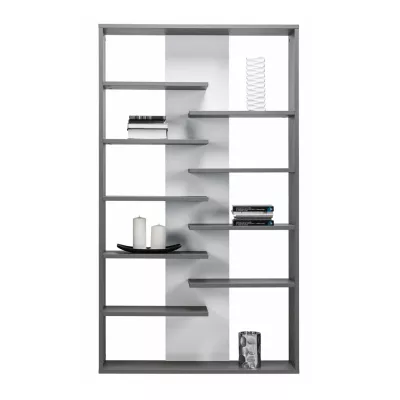 Vysoký regál MANKATO - šedý / lesklý bílý