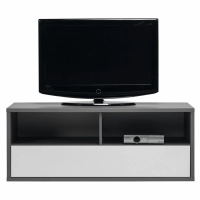 Televizní stolek MANKATO - šedý / lesklý bílý