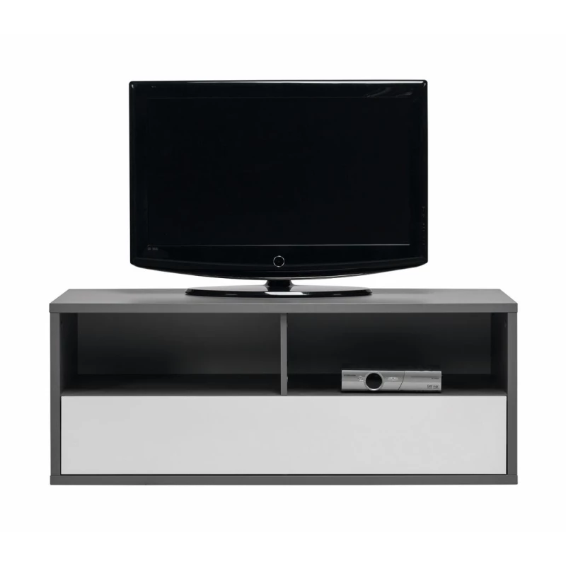 Televizní stolek MANKATO - šedý / lesklý bílý