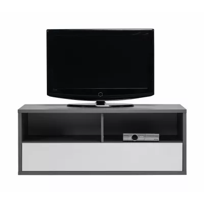 Televizní stolek MANKATO - šedý / lesklý bílý