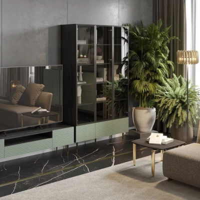 TV stolek se šuplíkem MILIONA 2 - pistáciový zelený / šedý