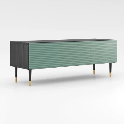 TV stolek se skříňkami MILIONA 1 - pistáciový zelený / šedý