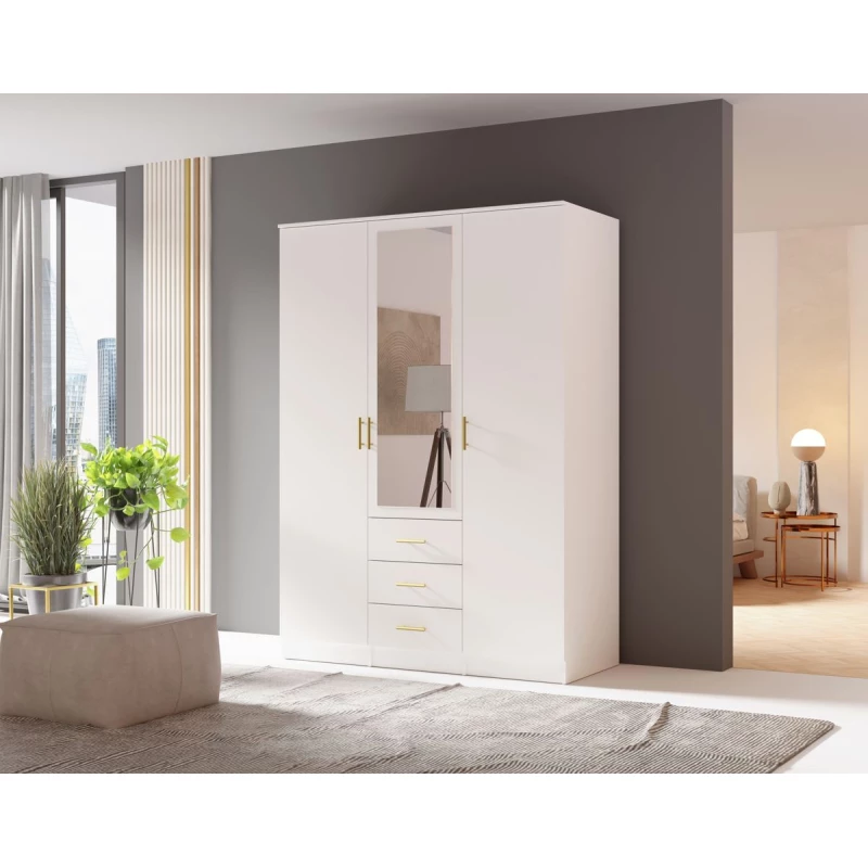 Kombinovaná šatní skříň 150 cm HENDRUM - bílá