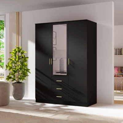 Kombinovaná šatní skříň 150 cm HENDRUM - černá
