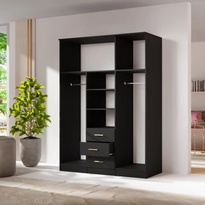 Kombinovaná šatní skříň 150 cm HENDRUM - černá