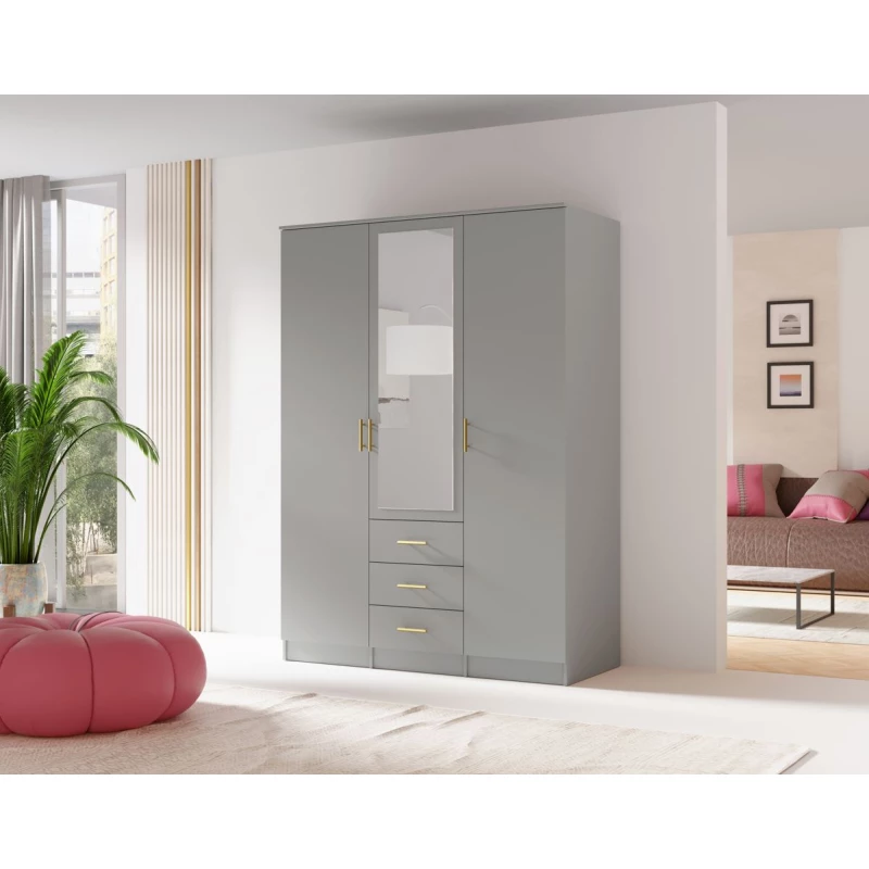 Kombinovaná šatní skříň 150 cm HENDRUM - šedá