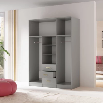Kombinovaná šatní skříň 150 cm HENDRUM - šedá