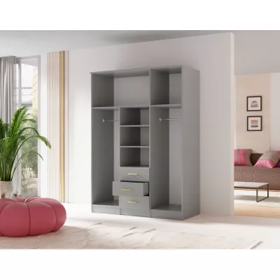 Kombinovaná šatní skříň 150 cm HENDRUM - šedá
