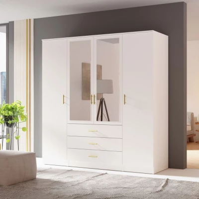 Kombinovaná šatní skříň 200 cm HENDRUM - bílá