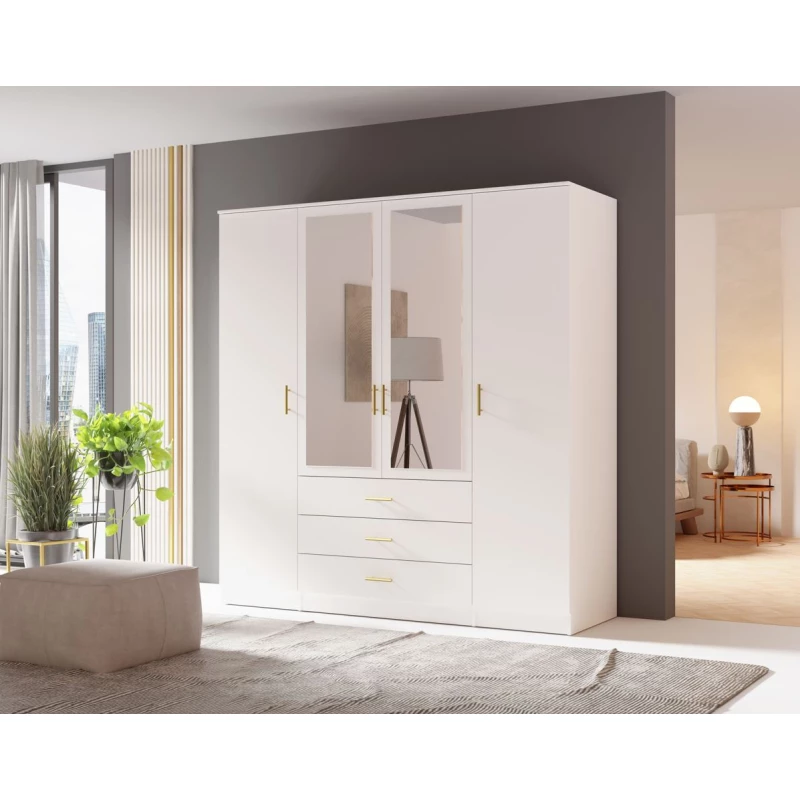 Kombinovaná šatní skříň 200 cm HENDRUM - bílá