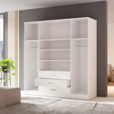 Kombinovaná šatní skříň 200 cm HENDRUM - bílá