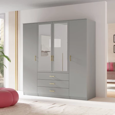 Kombinovaná šatní skříň 200 cm HENDRUM - šedá