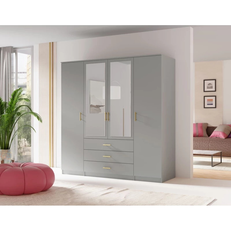 Kombinovaná šatní skříň 200 cm HENDRUM - šedá