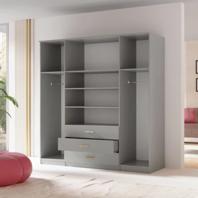 Kombinovaná šatní skříň 200 cm HENDRUM - šedá