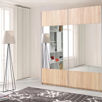 Zrcadlová šatní skříň 175 cm HANCOCK 4 - dub sonoma