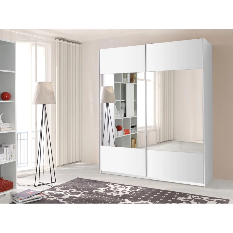 Zrcadlová šatní skříň 175 cm HANCOCK 4 - bílá