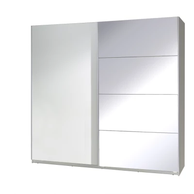 Zrcadlová šatní skříň 225 cm FOSSTON 3 - bílá