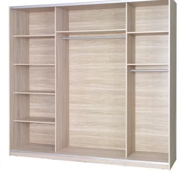 Šatní skříň 225 cm se zrcadlem FOSSTON 2 - bílá