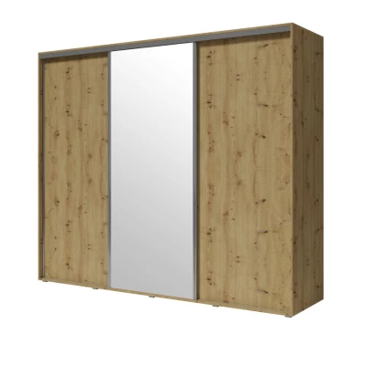 Velká šatní skříň 255 cm se zrcadlem DARWIN - dub artisan