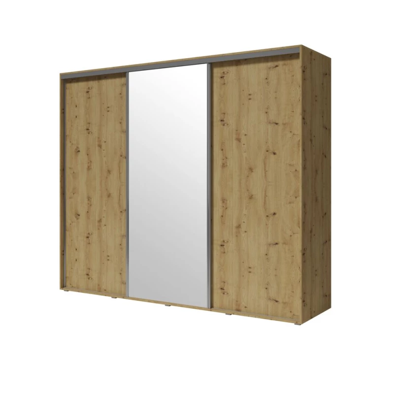 Velká šatní skříň 255 cm se zrcadlem DARWIN - dub artisan