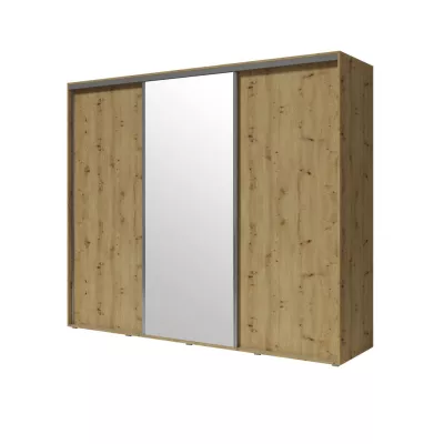 Velká šatní skříň 255 cm se zrcadlem DARWIN - dub artisan