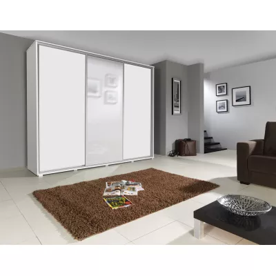 Velká šatní skříň 255 cm se zrcadlem DARWIN - bílá