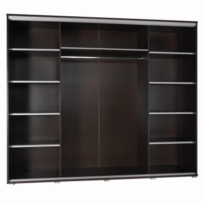 Velká šatní skříň 255 cm se zrcadlem DARWIN - kaštan wenge
