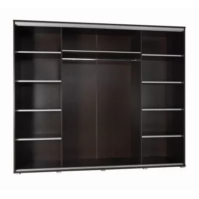 Velká šatní skříň 255 cm se zrcadlem DARWIN - kaštan wenge
