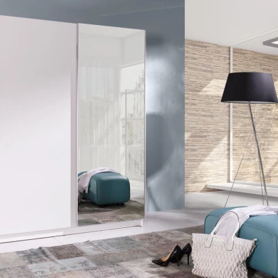 Šatní skříň 150 cm se zrcadlem WADENA 2 - bílá