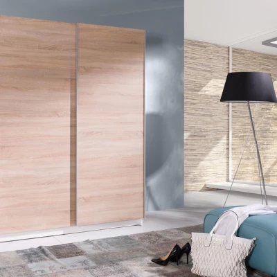 Šatní skříň 150 cm s posuvnými dveřmi WADENA 4 - bílá / dub sonoma