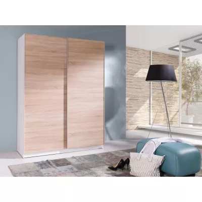Šatní skříň 150 cm s posuvnými dveřmi WADENA 4 - bílá / dub sonoma