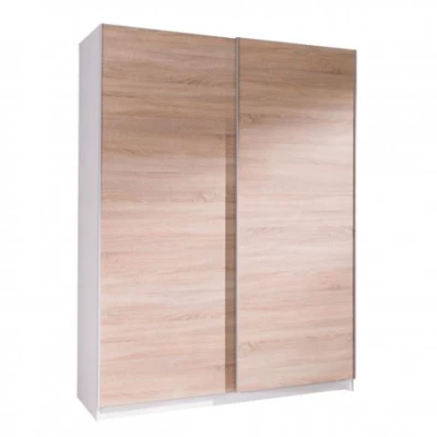 Šatní skříň 150 cm s posuvnými dveřmi WADENA 4 - bílá / dub sonoma