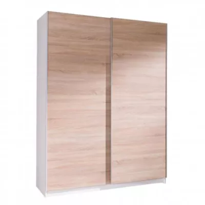 Šatní skříň 150 cm s posuvnými dveřmi WADENA 4 - bílá / dub sonoma